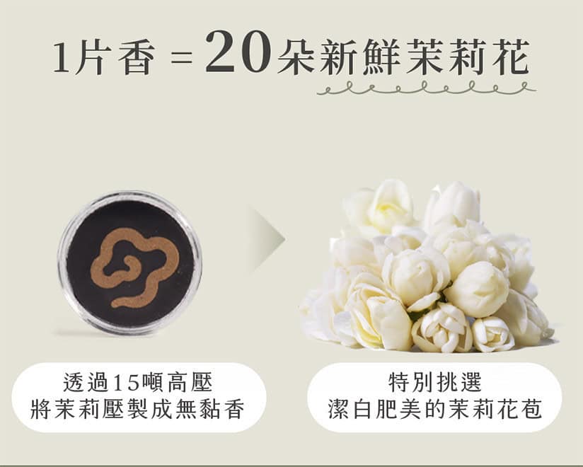 茉莉花無黏香單片濃縮 20 朵新鮮茉莉花